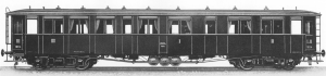 Württembergischer D-Zug-Wagen der Gattung ABCCü von 1901, By Unknown (Werksfoto der Maschinenfabrik Esslingen) [Public domain], via Wikimedia Commons