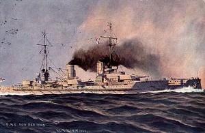 Der Große Kreuzer SMS von der Tann von 1909 – der erste deutsche Schlachtkreuzer SMS von der Tann“. Lizenziert unter Gemeinfrei über Wikimedia Commons.