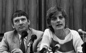 Pressekonferenz der "Grünen" zum Ausgang der Bundestagswahl vom 6.3.1983- im Saal der Bundespressekonferenz.