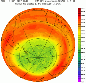 Das Ozonloch über dem Südpol von 1957 bis 2001. I, RedAndr [GFDL, CC-BY-SA-3.0 or CC BY-SA 2.5-2.0-1.0], via Wikimedia Commons