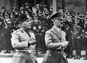 Mussolini with Adolf Hitler in Berlin, 1937. By Ladislav Luppa (Own work) [CC0, CC BY-SA 3.0 or Public domain], via Wikimedia Commons
