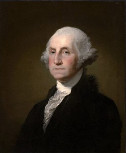 George Washington (zeitgenössisches Porträt von Gilbert Stuart). Gilbert Stuart [Public domain], via Wikimedia Commons
