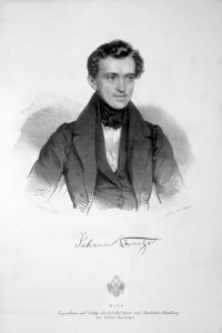 Johann Strauss Vater, Lithographie von Josef Kriehuber, 1835. Josef Kriehuber [Public domain], via Wikimedia Commons