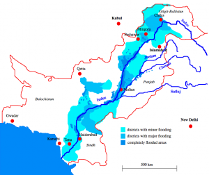 Überschwemmungsgebiete in Pakistan bis zum 26. August 2010. By Kmhkmh (Own work) [CC BY 3.0], via Wikimedia Commons