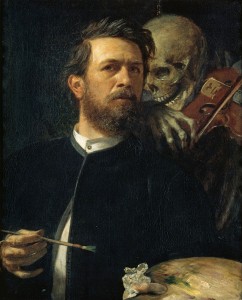 Selbstbildnis mit fiedelndem Tod, 1872, Arnold Böcklin [Public domain], via Wikimedia Commons