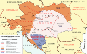 Die territoriale Aufteilung Österreich-Ungarns nach dem Ersten Weltkrieg - AlphaCentauri [CC BY-SA 3.0], from Wikimedia Commons